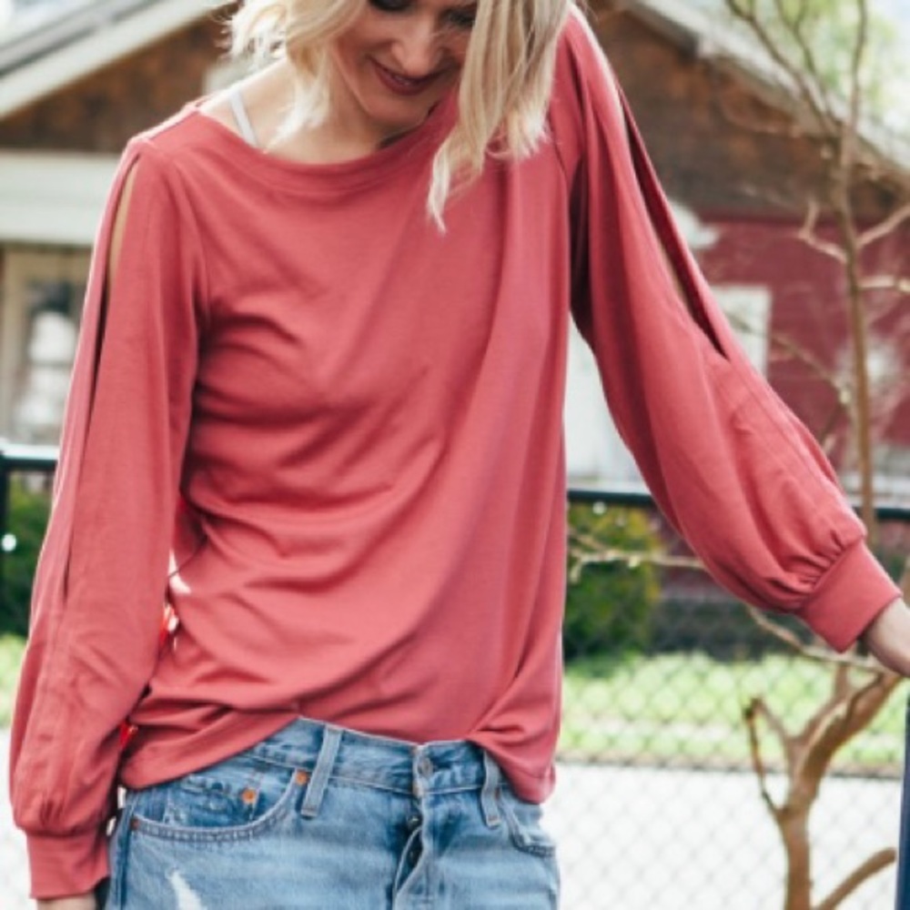 Loft Split-Sleeve, Boatneck Top, NWT, Size L